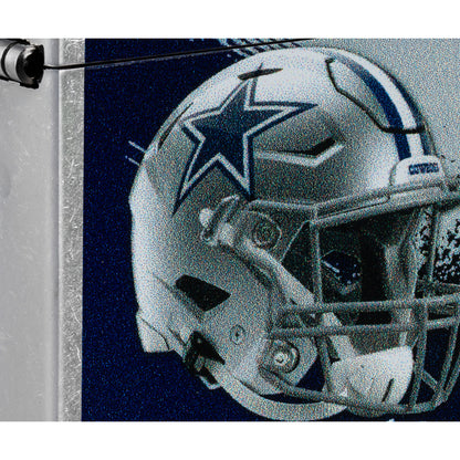 Front view of Zippo NFL Dallas Cowboys Helmet Design Street Chrome Windproof Lighter close up to show the detail of the lighter.