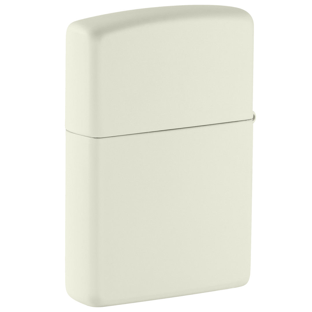 Back view of Zippo Playboy Glowing Bats Design Glow In The Dark Windproof Lighterstanding at a 3/4 angle.