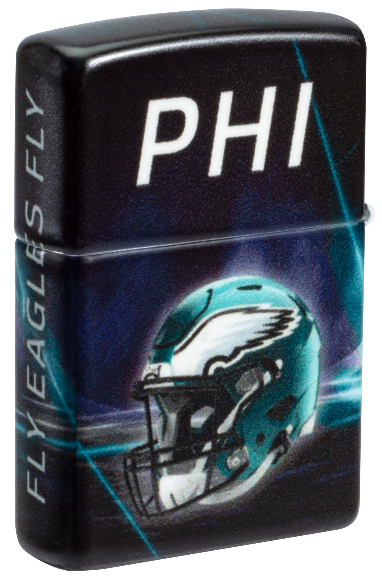 Back shot of Zippo NFL Philadelphia Eagles 540 Matte Windproof Lighter standing at a 3/4 angle.