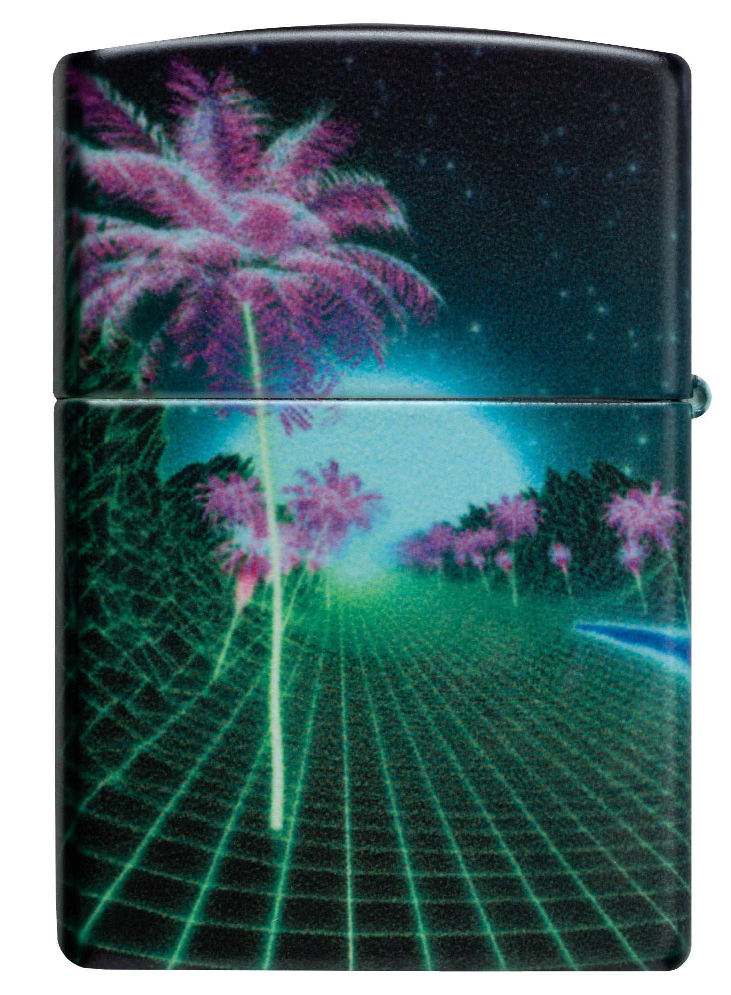 Back view of Zippo Cyber Dino Design Glow in the Dark Windproof Lighter.