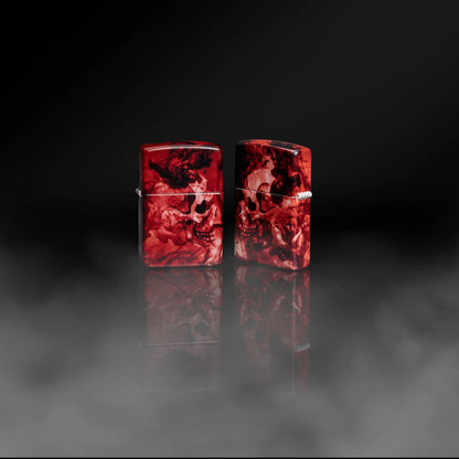 Lifestyle image of Zippo Spooky Skulls 540 Matte Windproof Lighter.