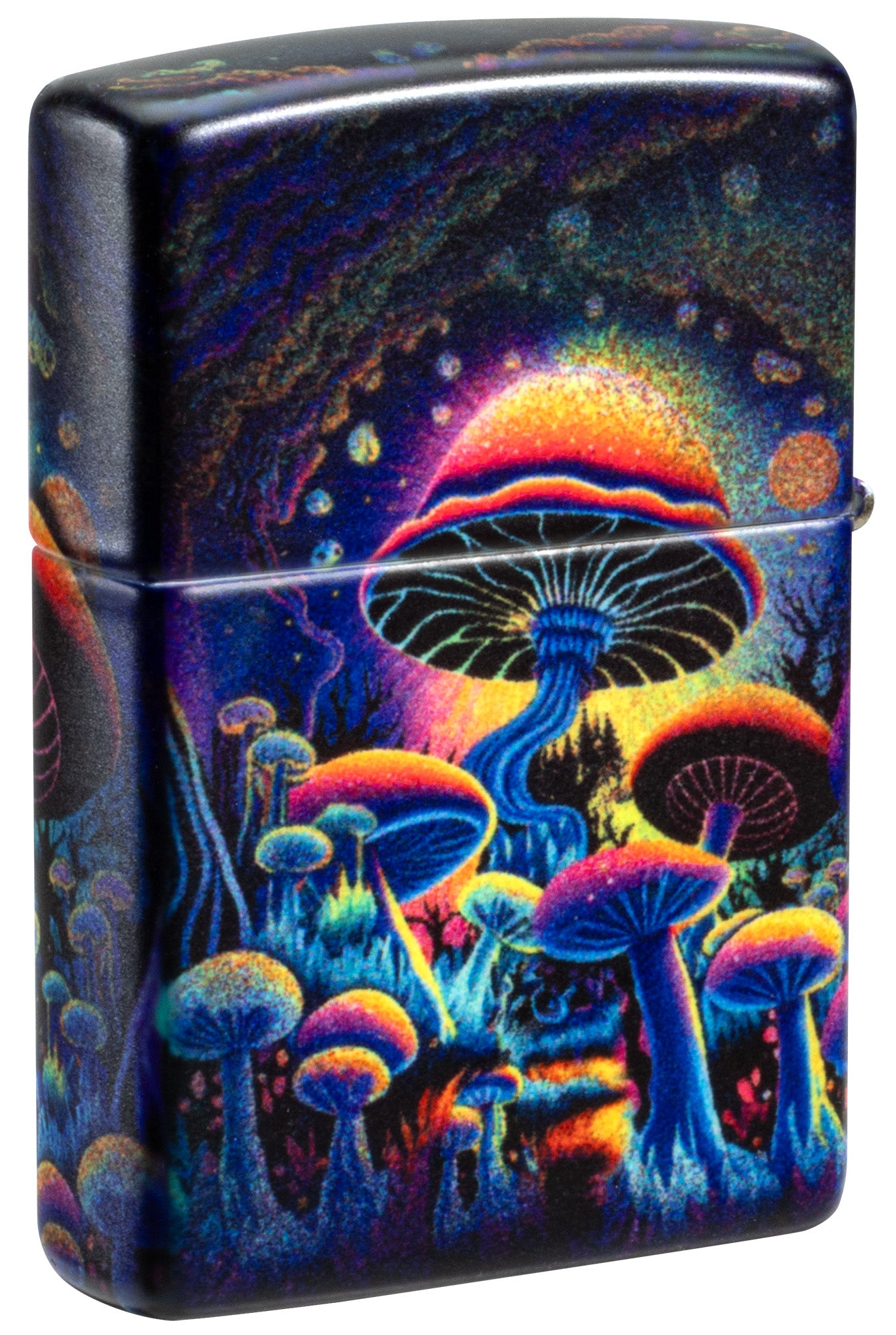 Back view of Zippo Zen Frog Design Glow in the Dark Matte Windproof Lighter standing at a 3/4 angle.