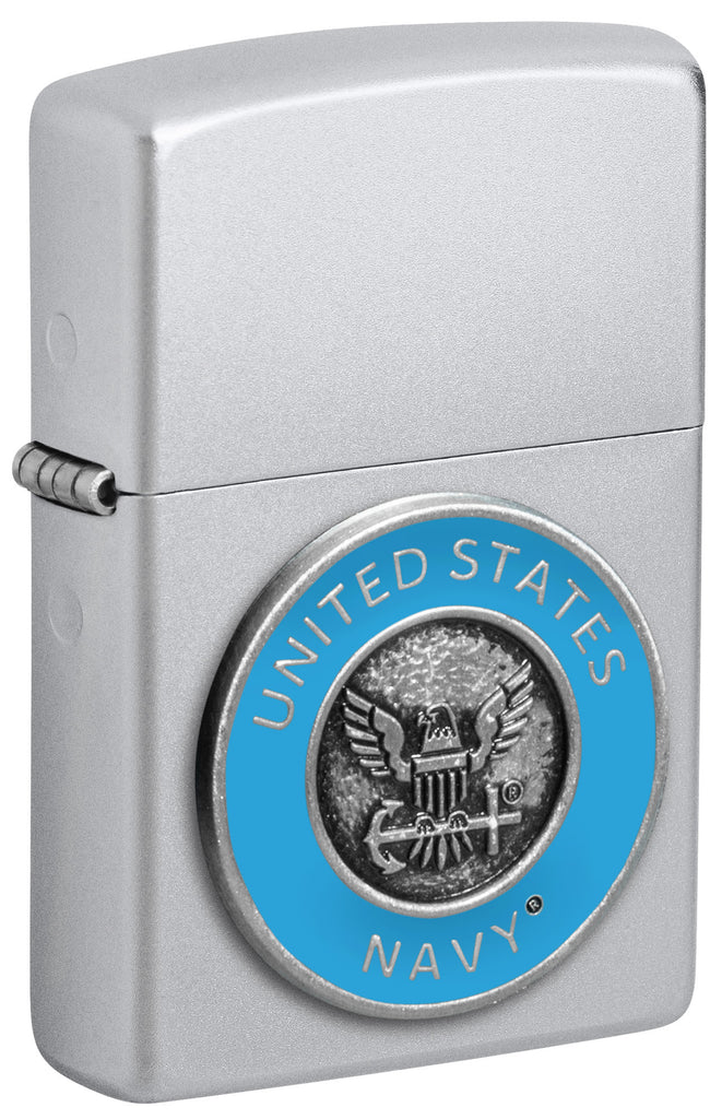 Zippo United States Navy® Emblem Satin Chrome Windproof Lighter 
