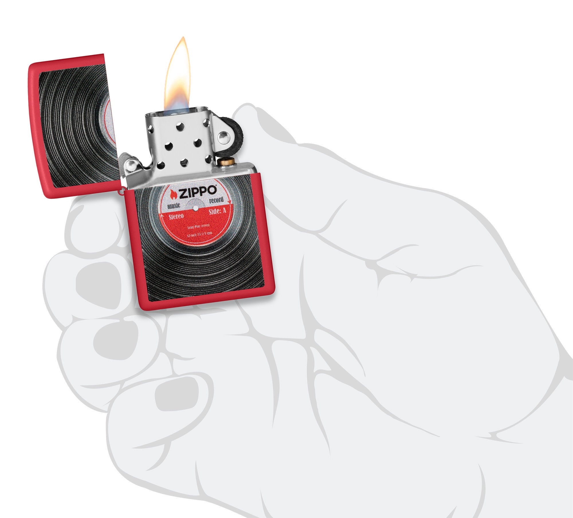 Zippo Vinyl Record Design Texture Print Red Matte Windproof