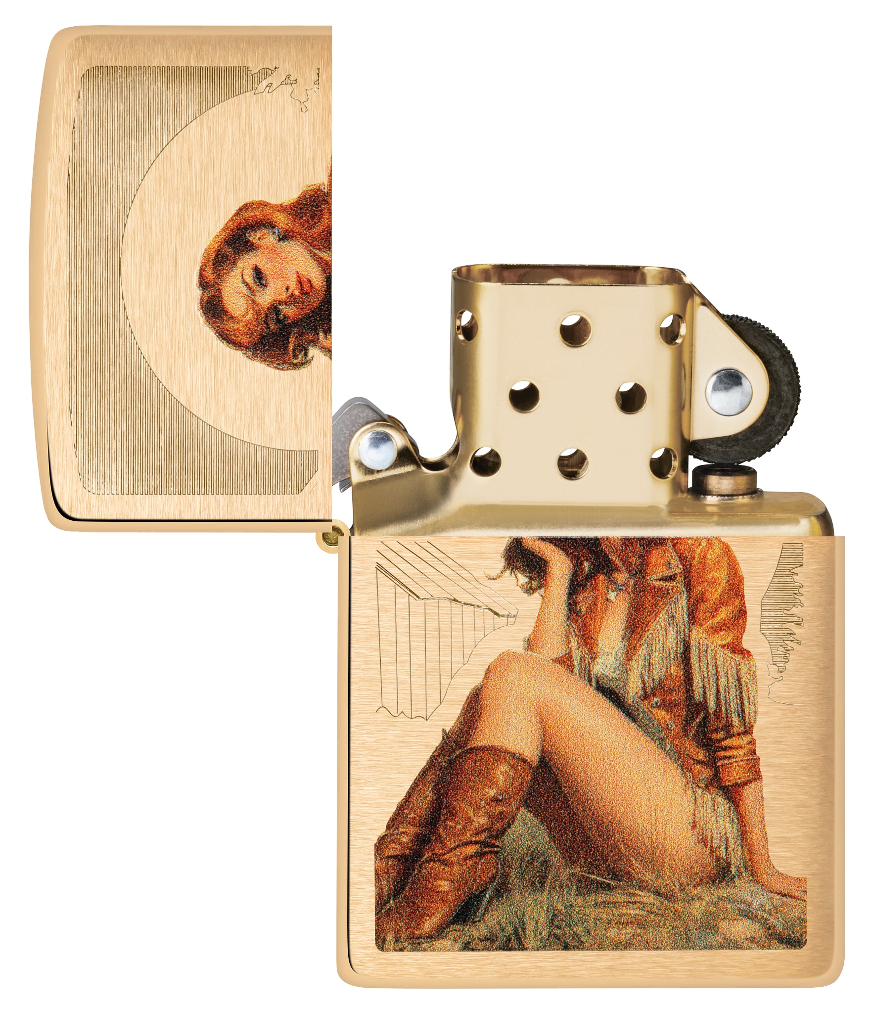Zippo Western Pinup Design Brushed Brass Windproof Lighter – Zippo USA