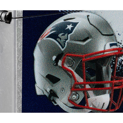 Front view of Zippo NFL New England Patriots Helmet Design Street Chrome Windproof Lighter close up to show the detail of the lighter.