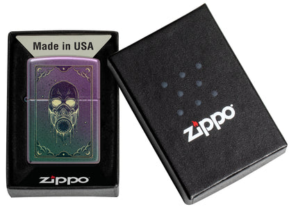 Zippo Gas Mask Design Iridescent Windproof Lighter in its packaging.