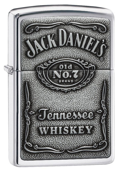 Jack Daniel's® Chrome Emblem High Polish Chrome Windproof Lighter