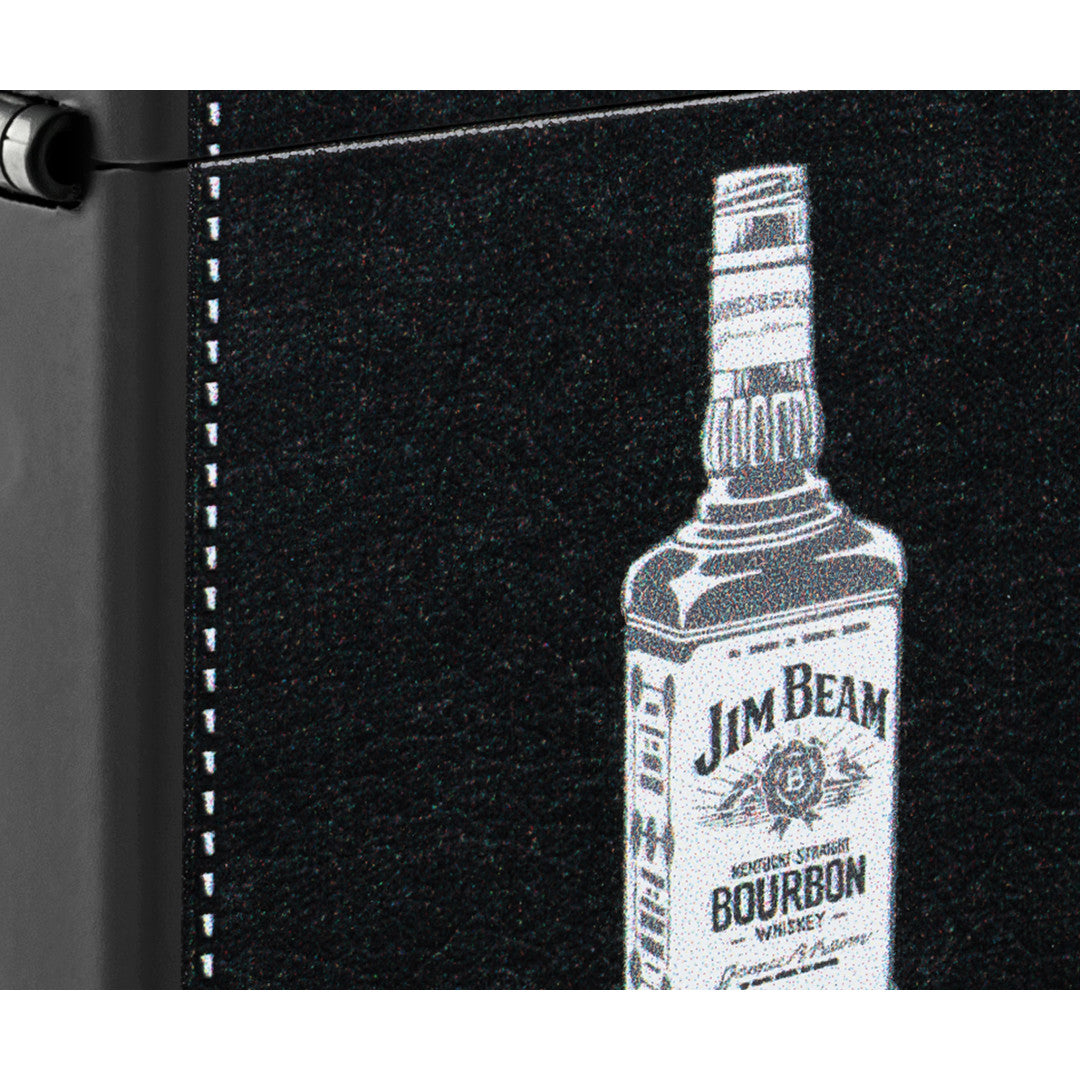 Front view of Zippo Jim Beam® Bottle Design Black Matte Windproof Lighter close up to show the detail of the lighter.