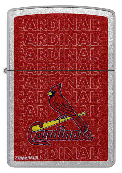 Front view of Zippo MLB® St. Louis Cardinals Street Chrome Windproof Lighter.