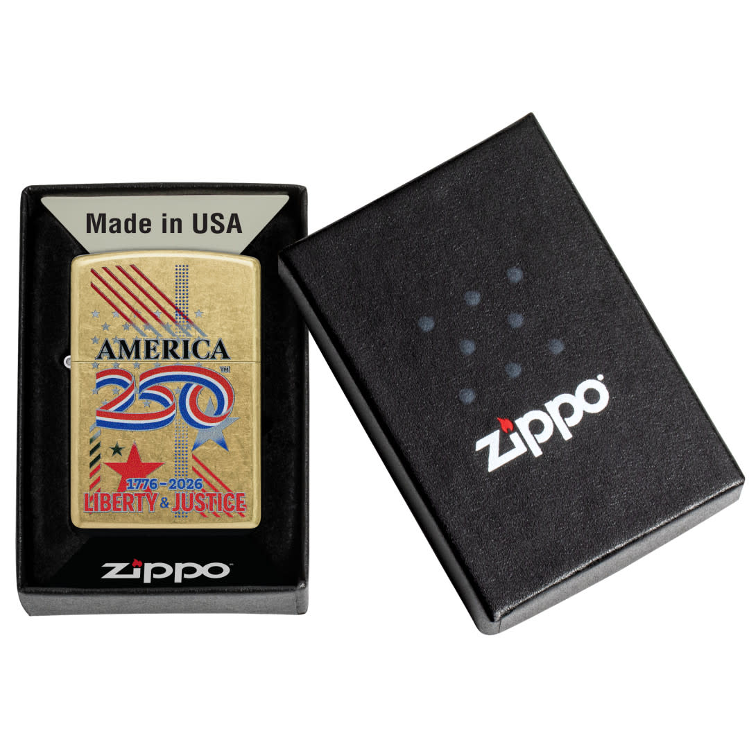 Zippo America250 Liberty & Justice Design Street Brass Windproof