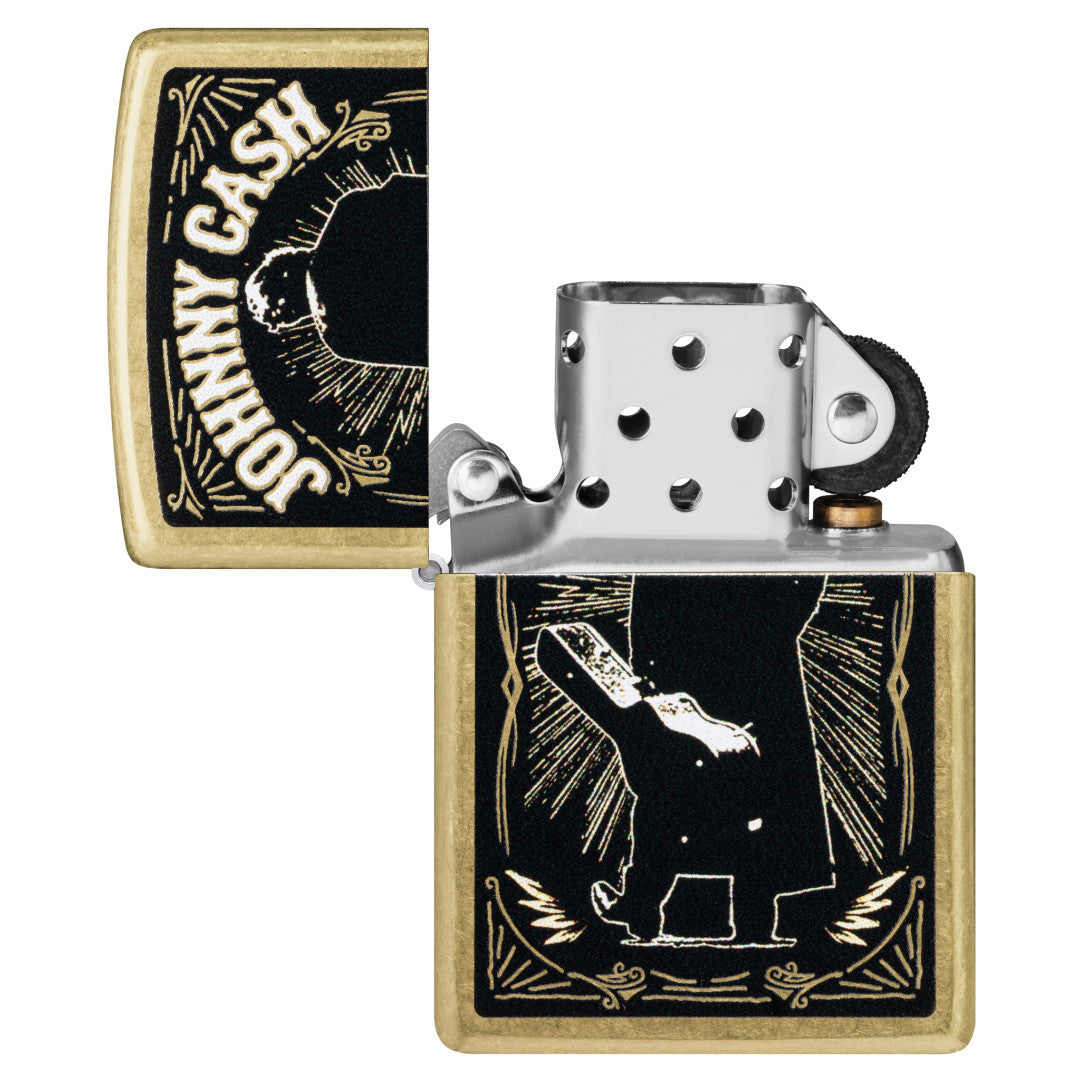 Zippo Johnny Cash Walk Design Street Brass Windproof Lighter