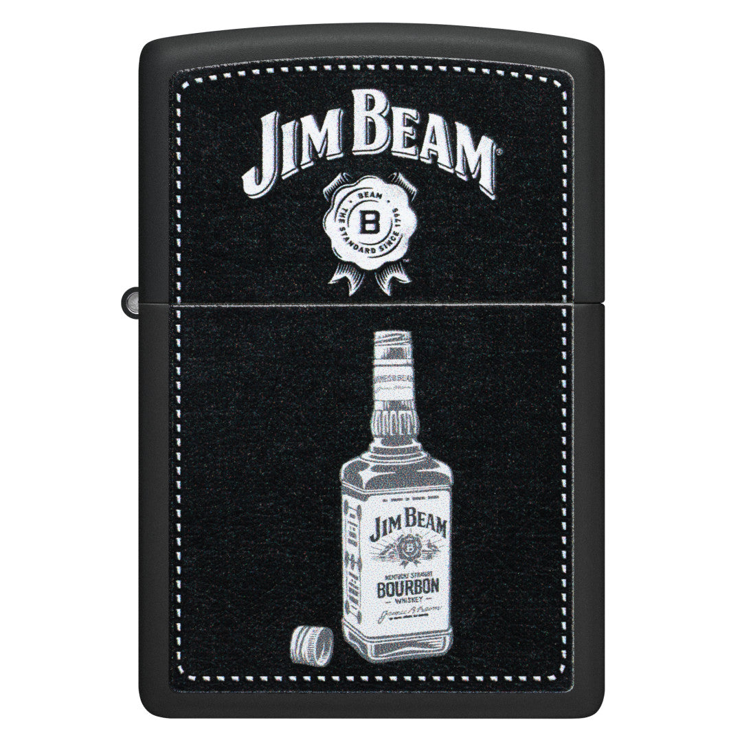 Front view of Zippo Jim Beam® Bottle Design Black Matte Windproof Lighter.