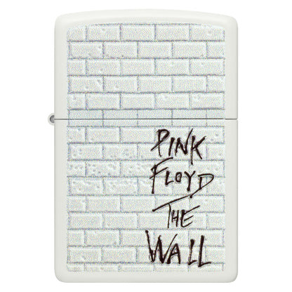Front view of Zippo Pink Floyd The Wall Design White Matte Windproof Lighter.
