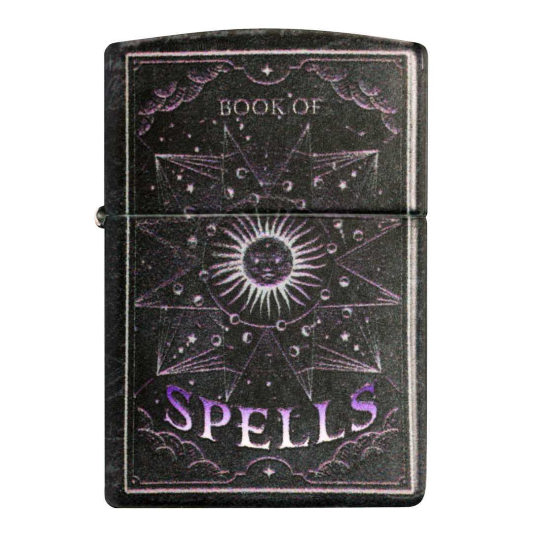 Front view of Zippo Mystic Book Design 540 Color Glow in the Dark Windproof Lighter
.