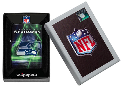 Zippo NFL Seattle Seahawks 540 Matte Windproof Lighter in its packaging.