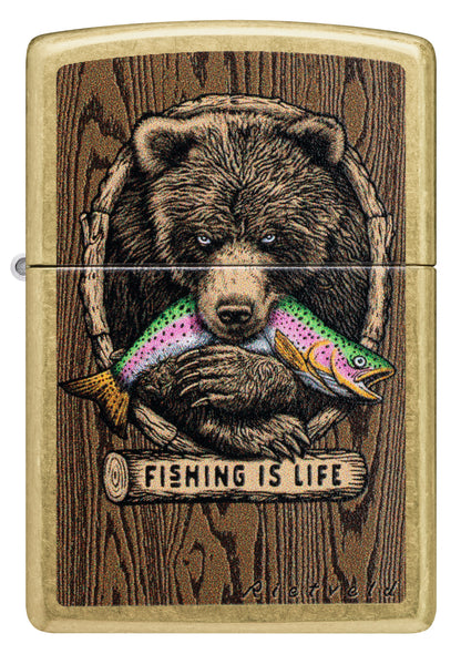 Front view of Zippo Rietveld Fishing is Life Design.