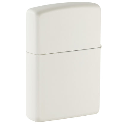 Back view of Zippo Pink Floyd The Wall Design White Matte Windproof Lighter standing at a 3/4 angle.