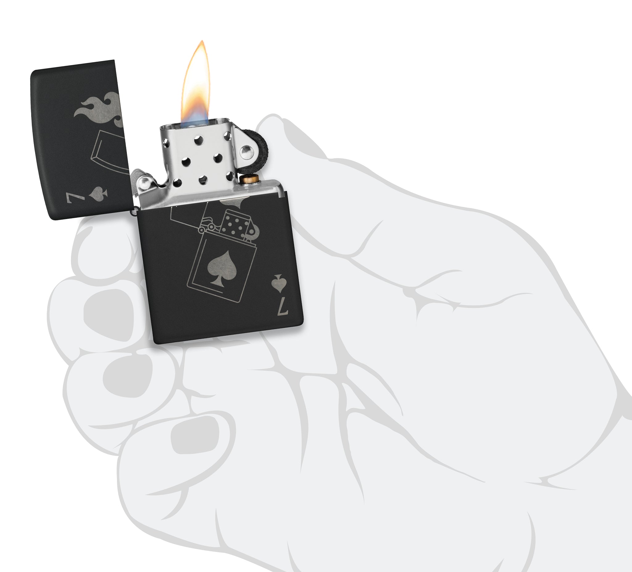 Zippo Lucky 7 Design Black Matte With Chrome Windproof Lighter