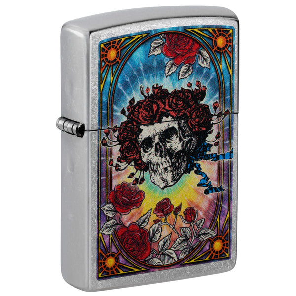グレイトフルデッド【Greatful dead】ガスランプ Zippo Grateful Dead Skull and Roses Design Street Chrome Windproof