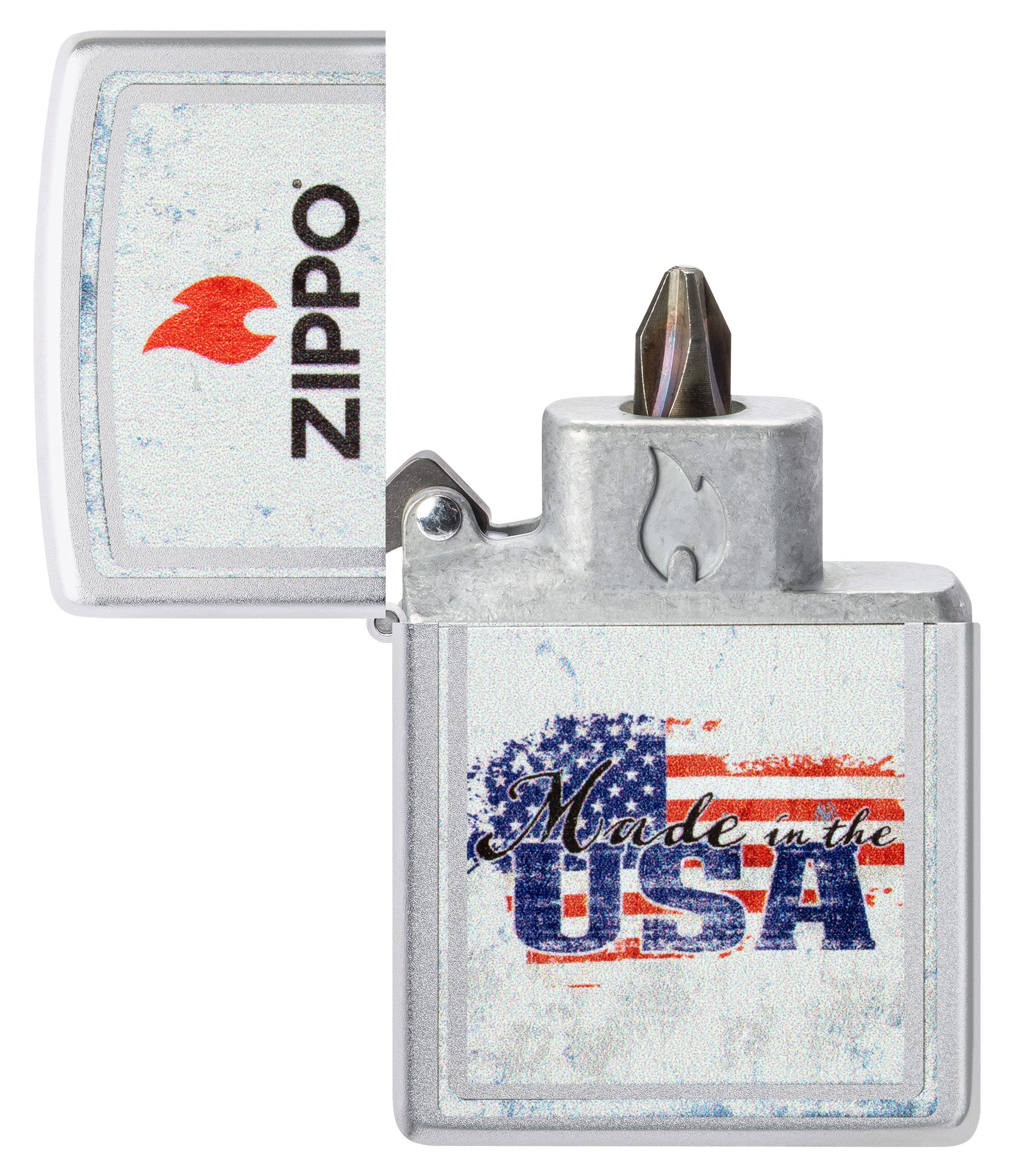 Zippo Made in the USA Design Satin Chrome Windproof Lighter