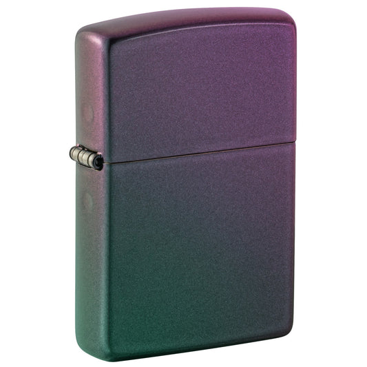 Front shot of Classic Iridescent Windproof Lighter standing at a 3/4 angle.