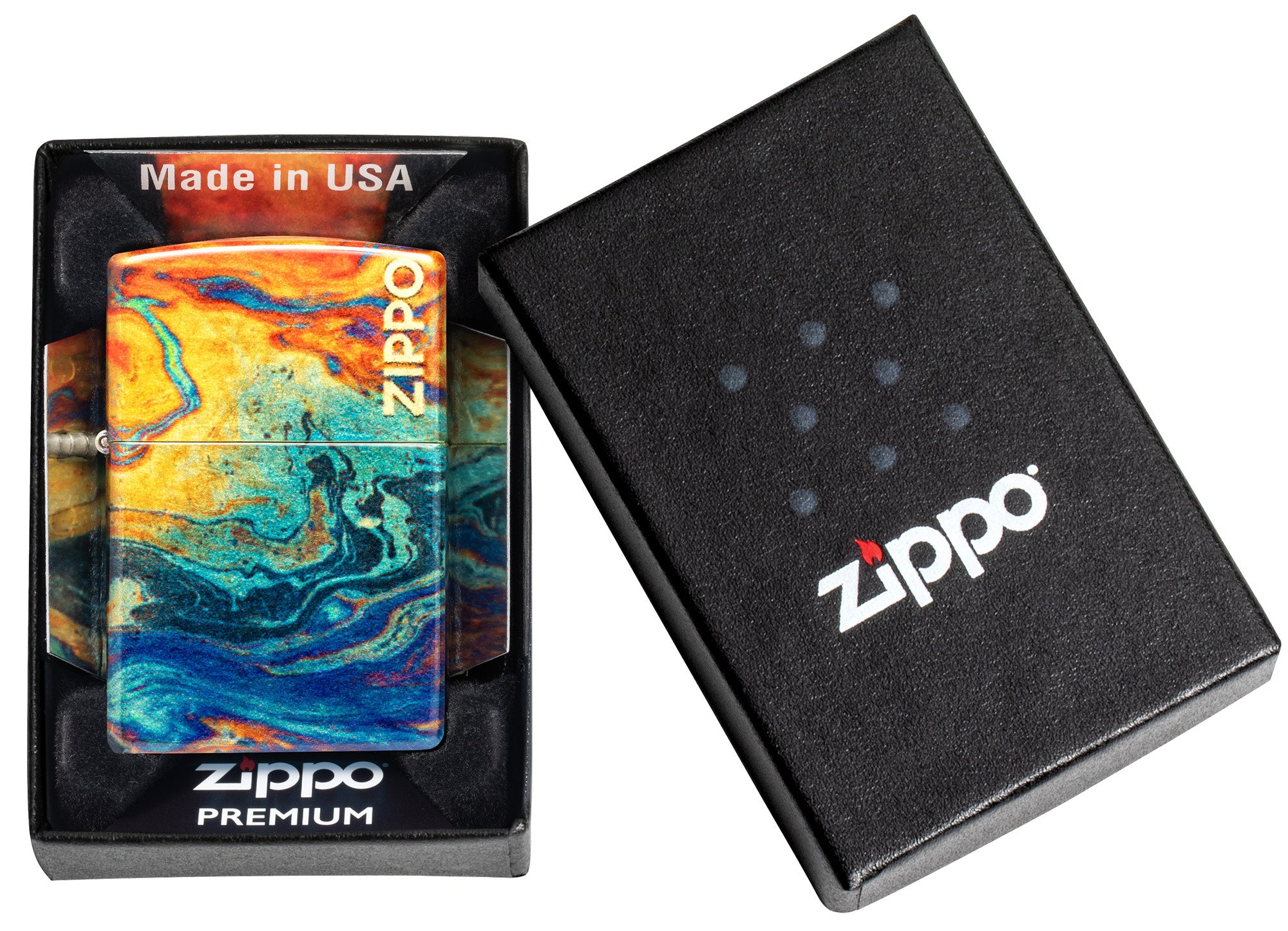 クローム　柄入り　ステンドグラス風zippo Zippo Which Way? Design Satin Chrome Windproof Lighter