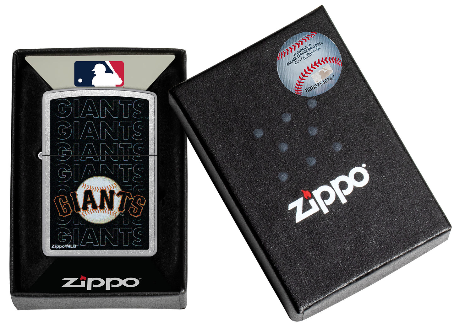 Zippo MLB® San Francisco Giants Street Chrome Windproof Lighter in its packaging.