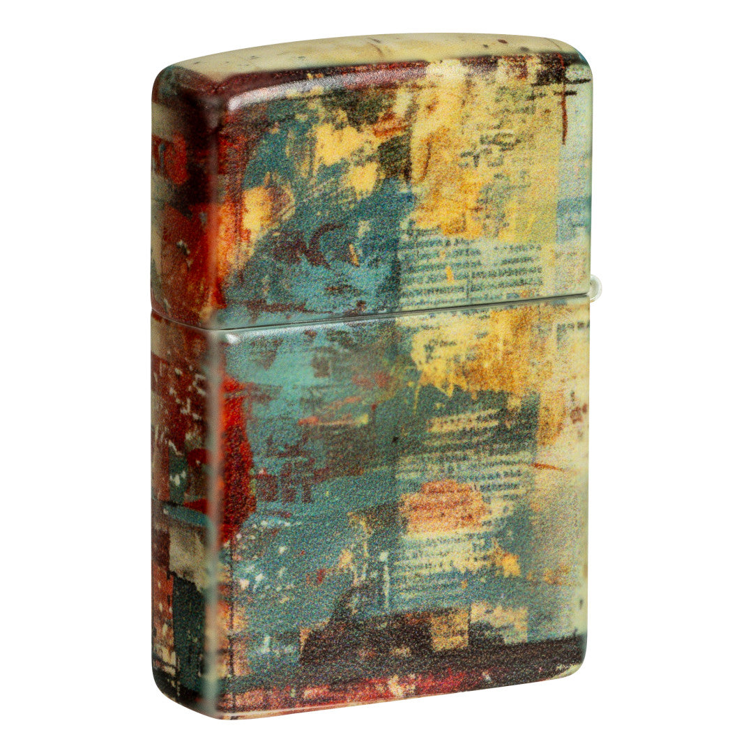 Back view of Zippo Flag Design 540 Matte Windproof Lighter standing at a 3/4 angle.