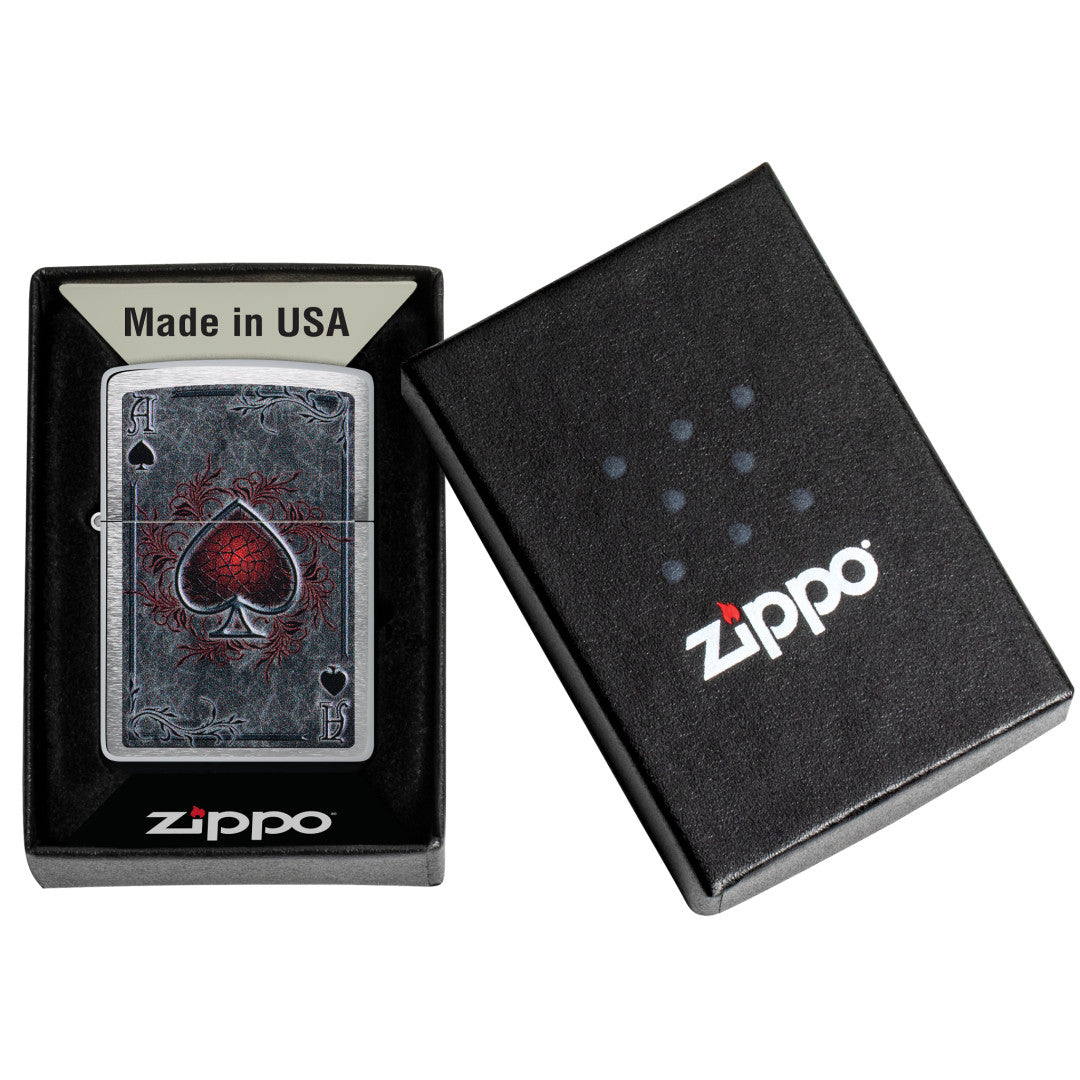 Zippo Antiqued Ace Design Brushed Chrome Windproof Lighter – Zippo USA