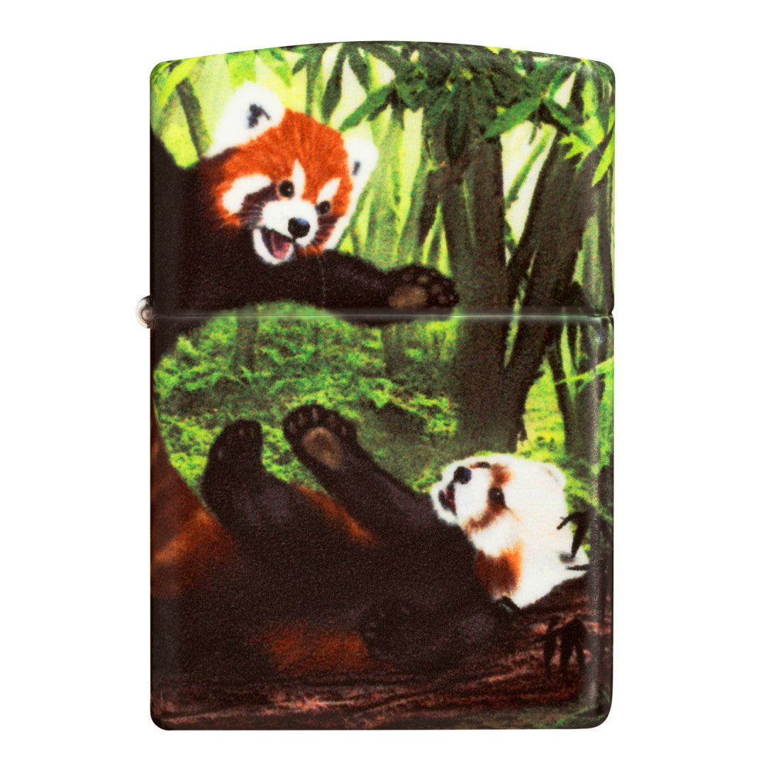 Front view of Zippo Panda Party Design 540 matte Windproof Lighter.