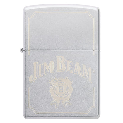 Front view of Zippo Jim Beam® Border Design Satin Chrome Windproof Lighter.