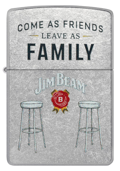 Front view of Zippo Jim Beam® Barstools Street Chrome Windproof Lighter .