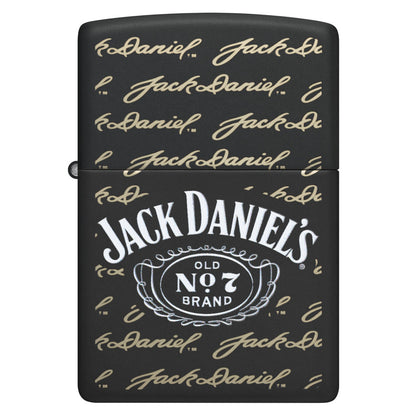 Front view of Zippo Jack Daniel's Signature Design Black Matte Windproof Lighter.