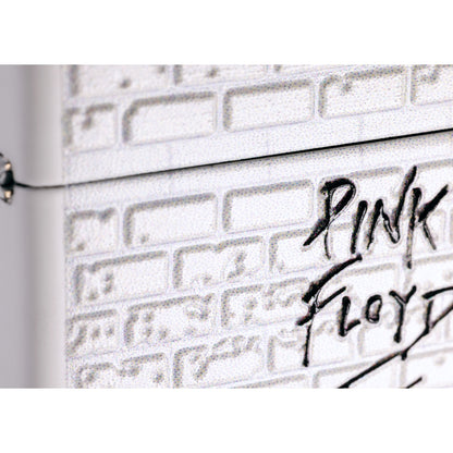 Front view of Zippo Pink Floyd The Wall Design White Matte Windproof Lighter close up to show the detail of the lighter.