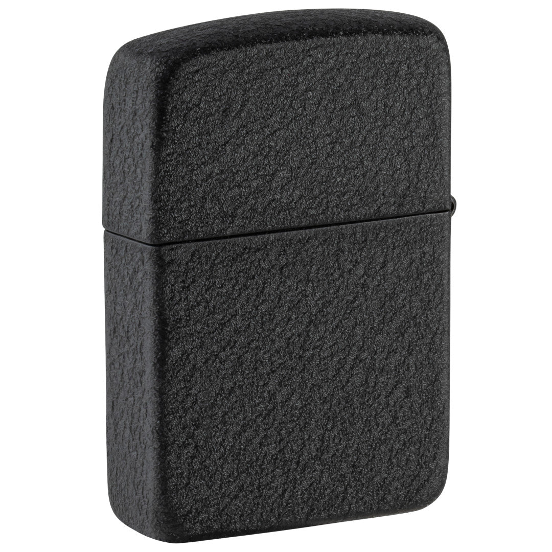 Back view of Zippo Honor Flag Design Black Crackle®  Windproof Lighterstanding at a 3/4 angle.