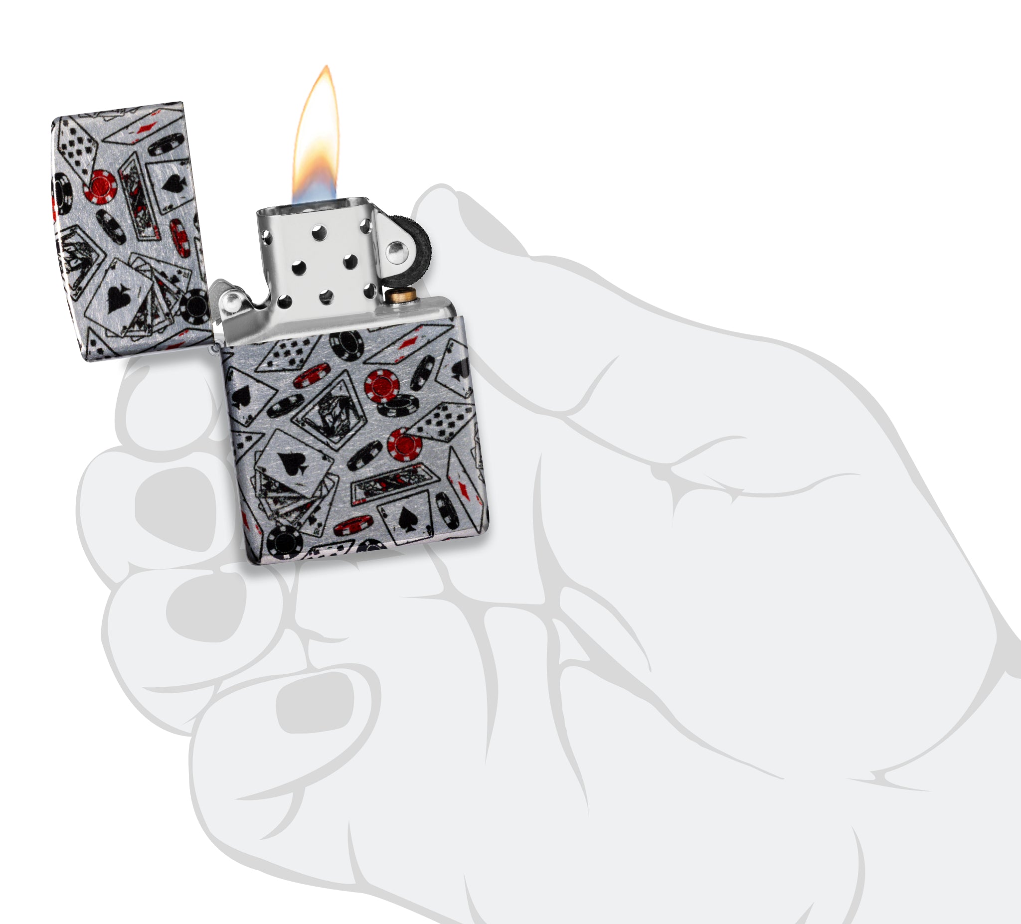 Zippo Let the Chips Fall Design 540 Tumbled Chrome Windproof