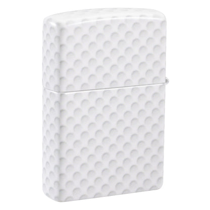 Back view of Zippo Golf Ball Design 540 Matte Windproof Lighter standing at a 3/4 angle.