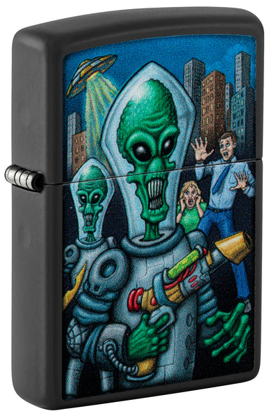 Zippo Alien Attack Design Black Matte Windproof Lighter – Zippo USA