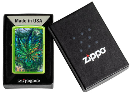 Zippo Graffiti Leaf Design Lurid Windproof Lighter in its packaging.