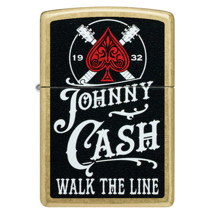 Front view of Zippo Johnny Cash 1932 Design Street Brass Windproof Lighter.