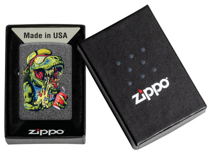 Zippo Cheese Rex Design Iron Stone Windproof Lighter in its packaging.