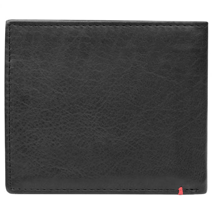 Back of black leather Wallet With Cross Wings Metal Plate - ID Window