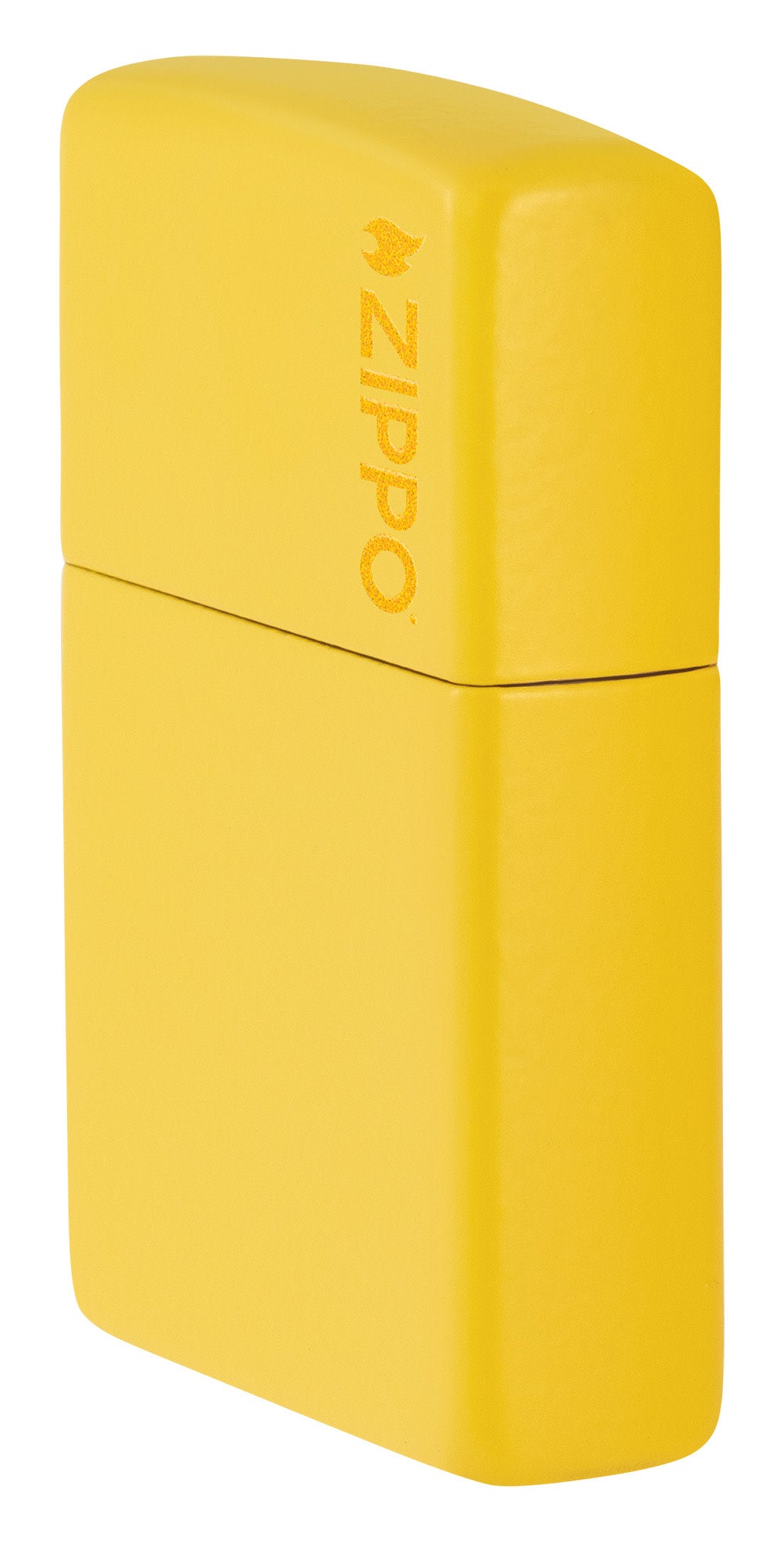 Angled shot of Zippo Classic Sunflower Logo Windproof Lighter showing the front and right side of the lighter.