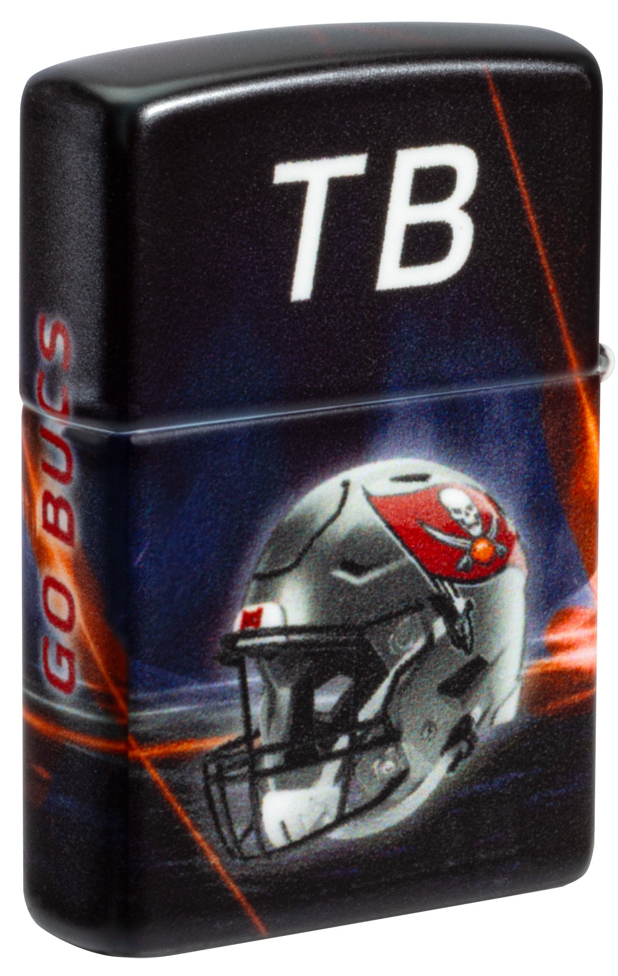 Back shot of Zippo NFL Tampa Bay Buccaneers 540 Matte Windproof Lighter standing at a 3/4 angle.