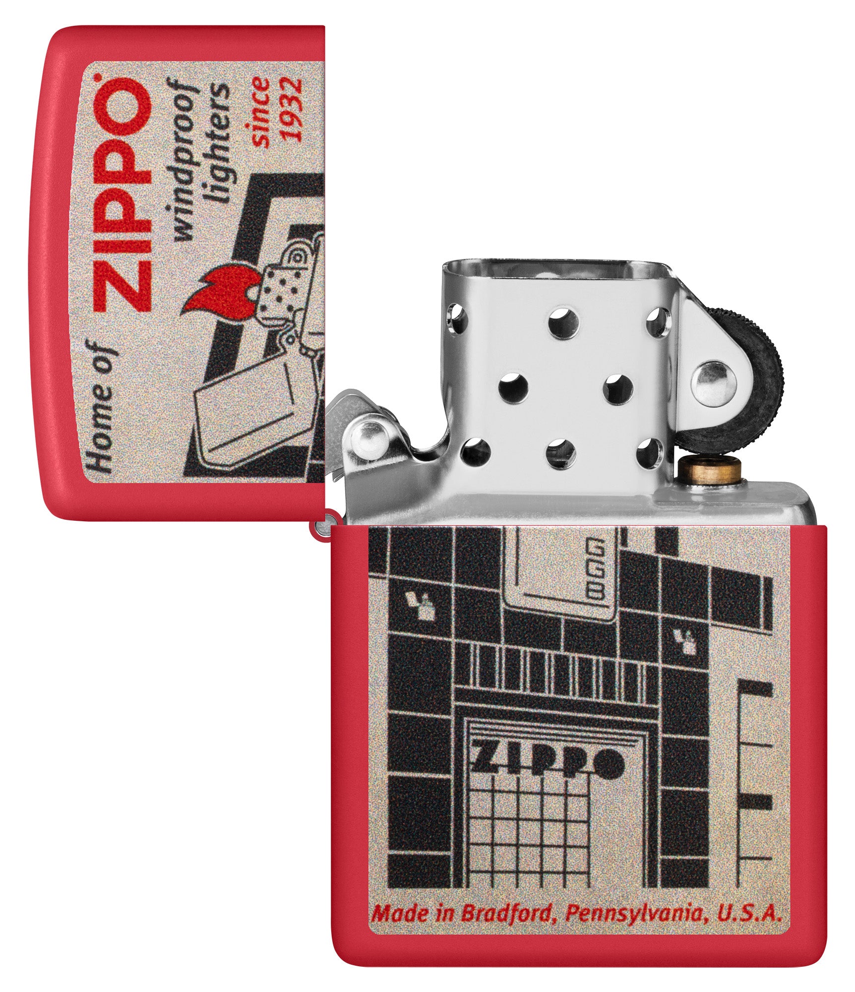 Zippo Blueprint Design Red Matte Windproof Lighter – Zippo USA