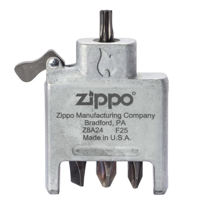 Zippo Bit Safe USA 4-in-1 Screwdriver Lighter Insert standing with the T20 Torx head.