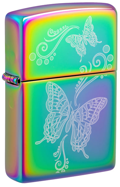 White butterfly shell＊Fully cover＊ZIPPO＊ Zippo White Butterfly Shell Black Etching 2 Sided Processing