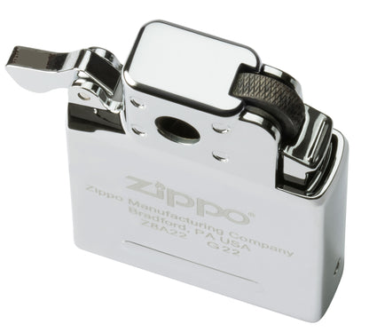 Top shot of Zippo Yellow Flame Pipe Lighter Insert, showing the top of the insert and flint wheel.