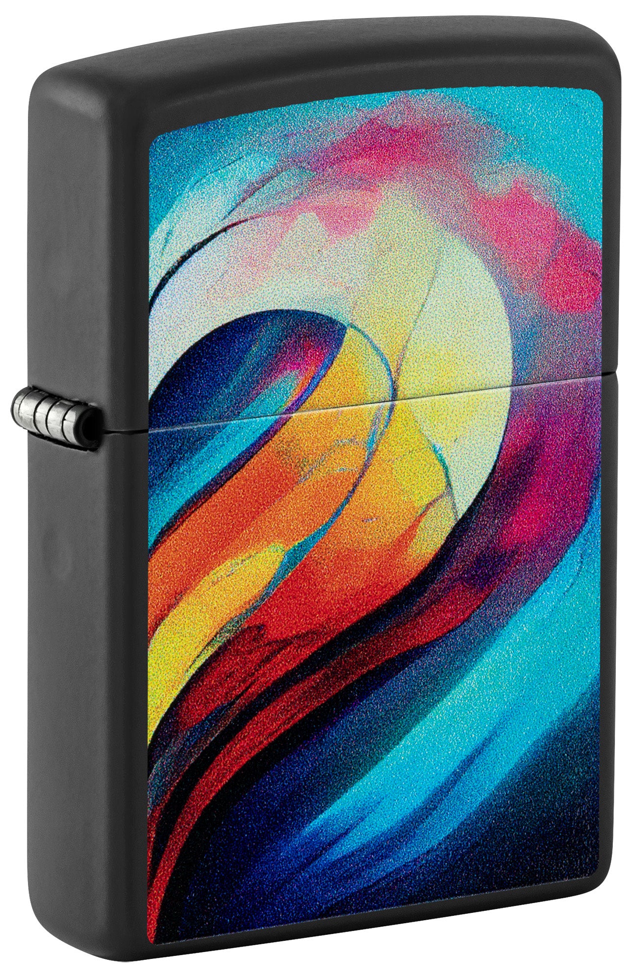 Front shot of Zippo Whole Heart Set Design Black Matte Windproof Lighter standing at a 3/4 angle.